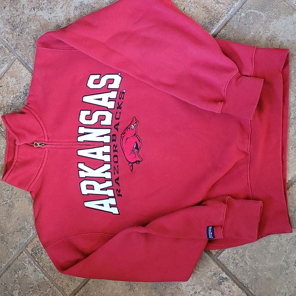 Men's small Arkansas Razorbacks Sweatshirt with 3/4 zipper.